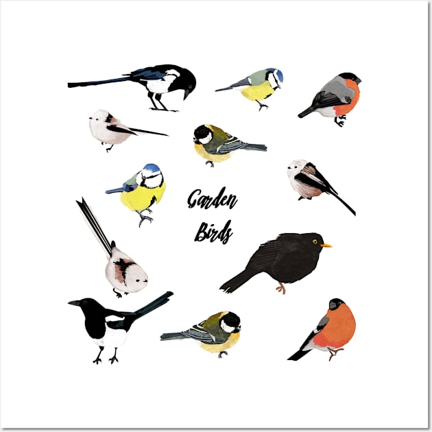 Garden birds Wall Art by KatherineBlowerDesigns